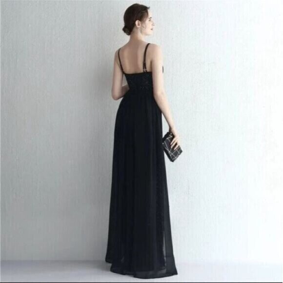 Black, O Neck Sleeveless,  Detachable Skirt, Contrast Sequined Mermaid G… - Picture 4 of 13